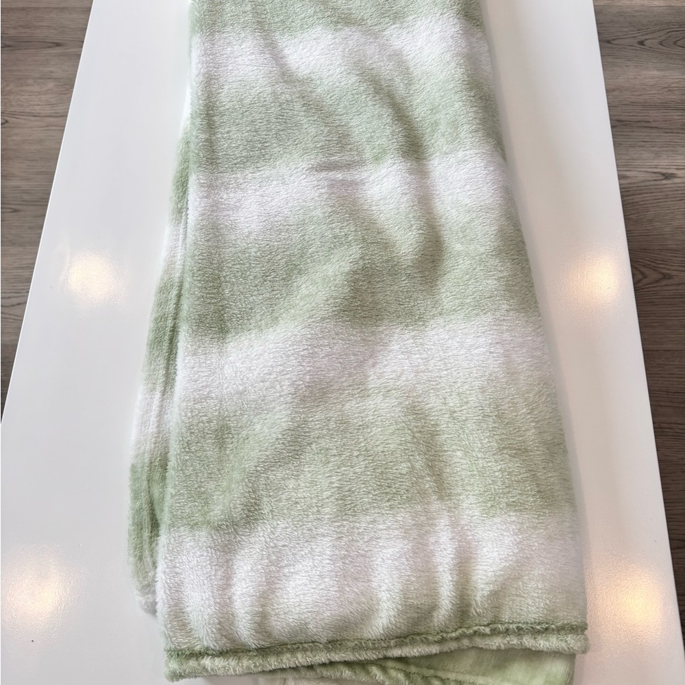 Green and White Striped Blanket